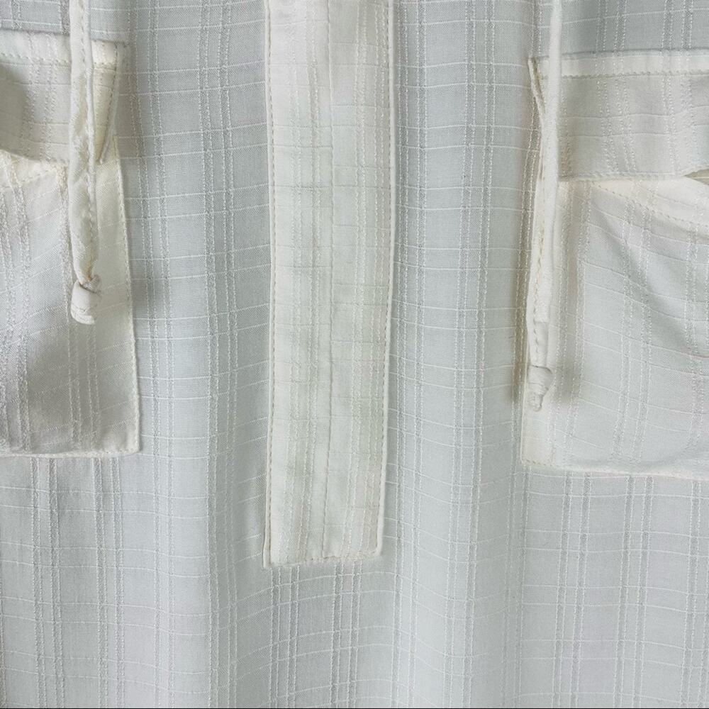 Torrid cream plaid tie lightweight 3/4 sleeve blouse top 10/12 - Picture 5 of 7